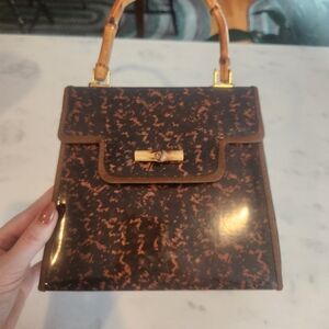 Vintage patent leather top handle purse